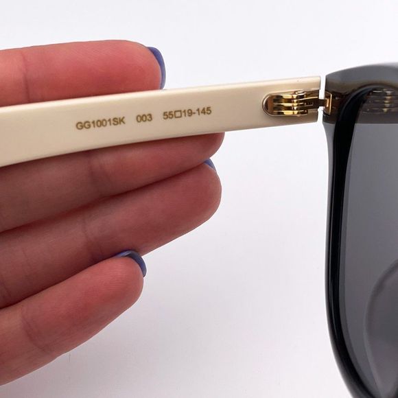 🔥 GUCCI Logo GG1001SK 003 Sunglasses Black White Gray Rectangle Women - Picture 6 of 9